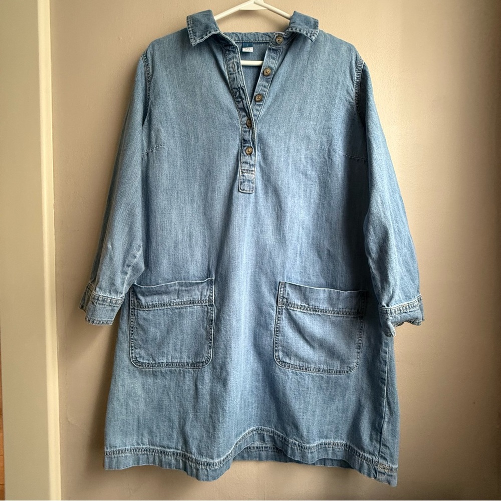 Boho Vintage inspired  Denim Tunic Dress – Old Navy Size Large - Picture 2 of 12